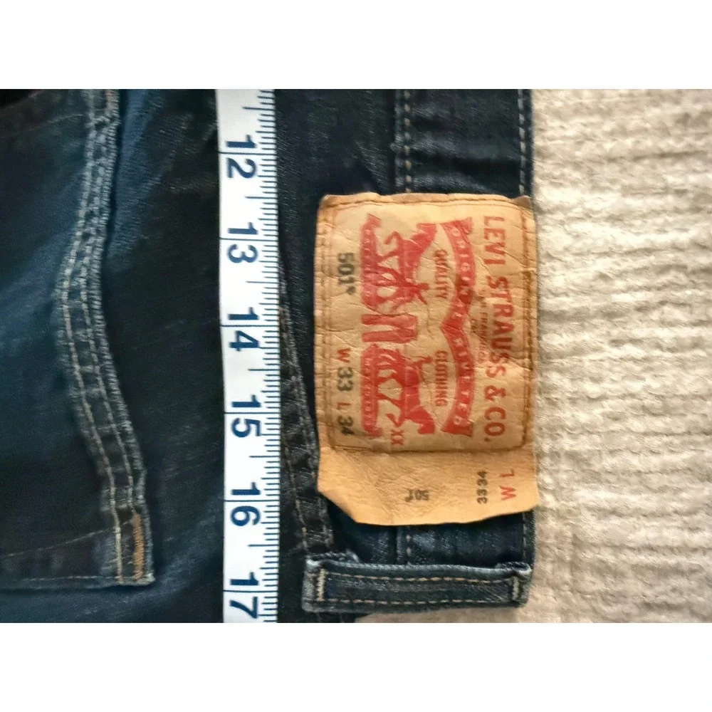 Levi Strauss & Co 501 Original Fit Mens‎ Jeans Dark Wash Size 33x34